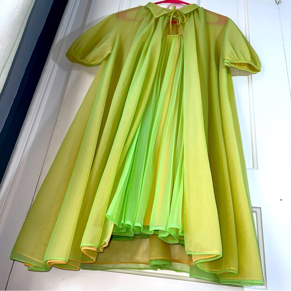 Gorgeous Vintage Woman’s Sheer Flowing Lingerie Slip Cape Robe 2-Piece Set